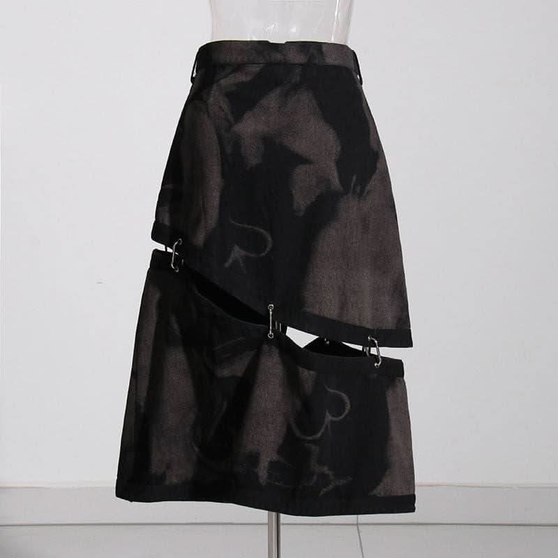Retro tie-dye asymmetric skirt - Detail