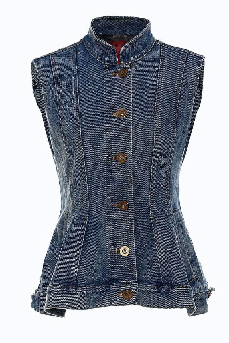 Denim stitching removable two-piece denim jacket - Detail