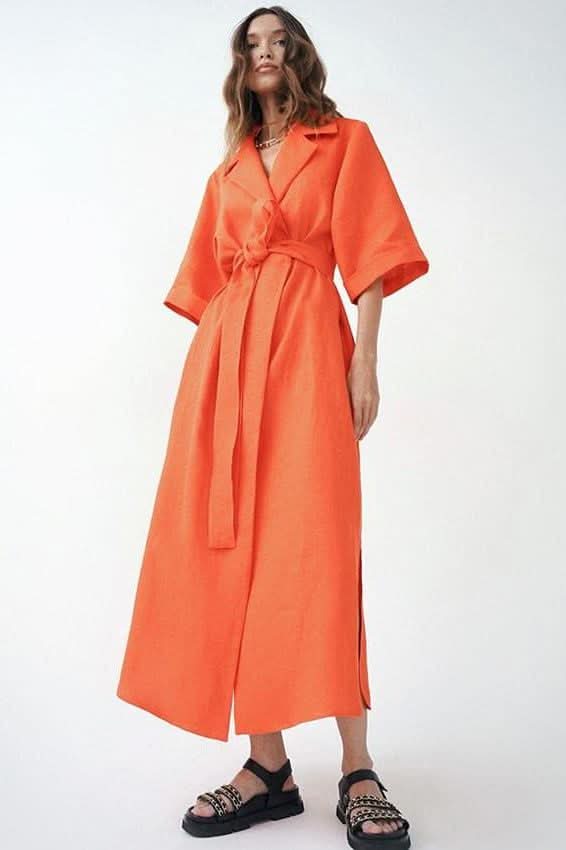 Cotton and linen long skirt A-line maxi dress - Image 4