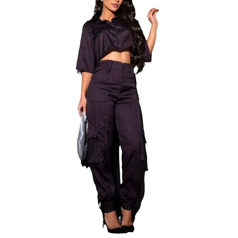 Casual Pantsuit with Short Shirt - Image 6