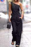 Sleeveless high waist straight casual suit