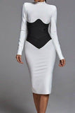 High-neck bandage slim fit hip dress.