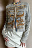 American retro embroidered denim jacket