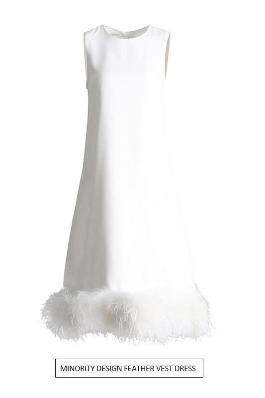 Sleeveless bandage hem stitching feather dress - Image 5