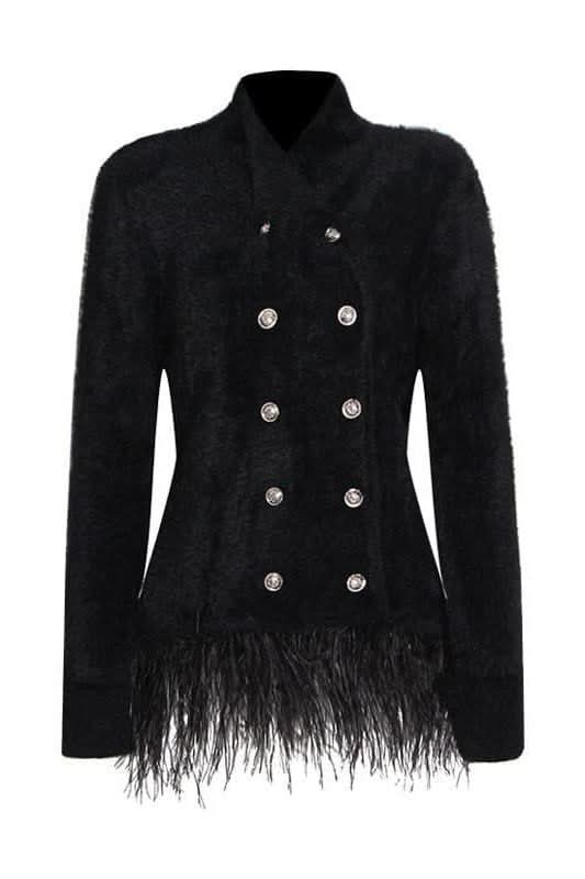 British style double-breasted seahorse hair short coat - Image 5