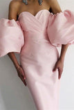 Shoulder-wrapped chest puff sleeve dress - The Woman Concept