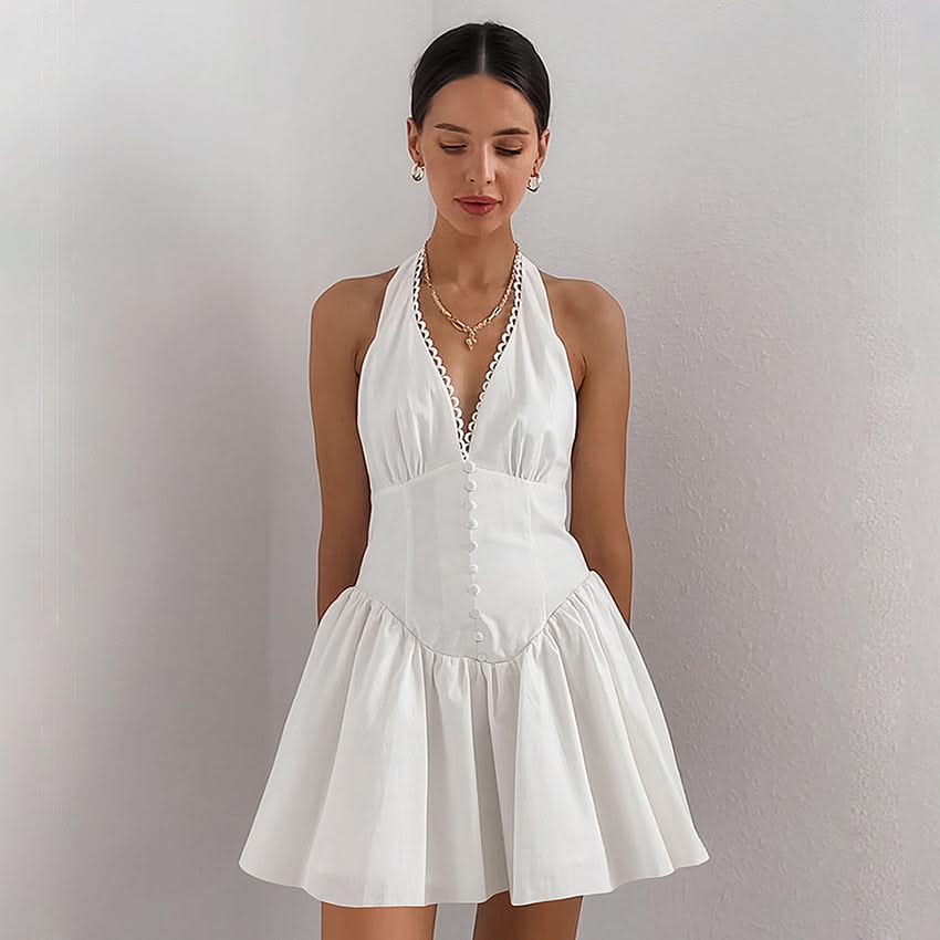 White lace pure cotton halter dress - Image 7
