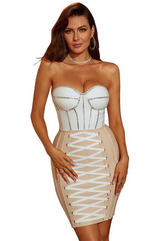 Retro sequin tie-line decoration bandage dress - Image 5
