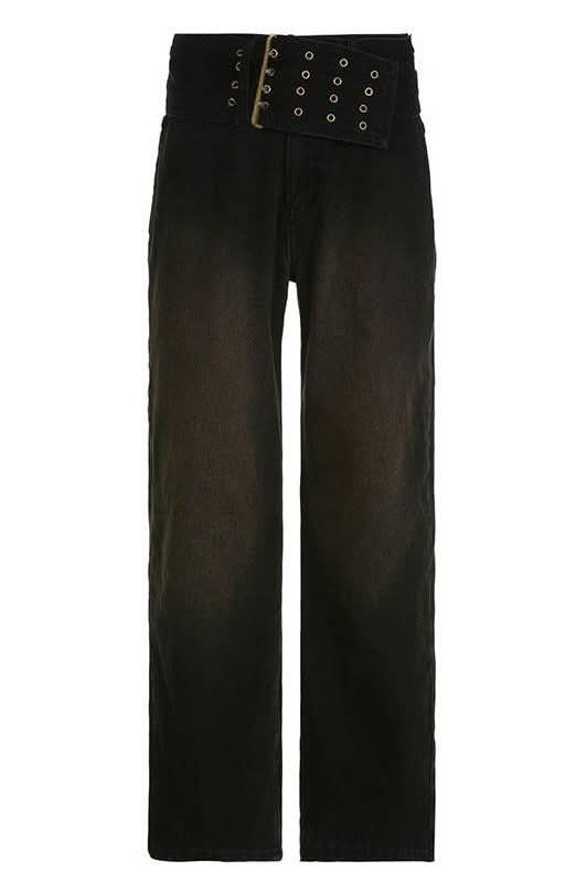 Big Belt Design Jeans - Image 5