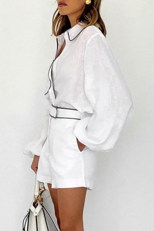 Cotton and linen long-sleeved summer suit - Detail