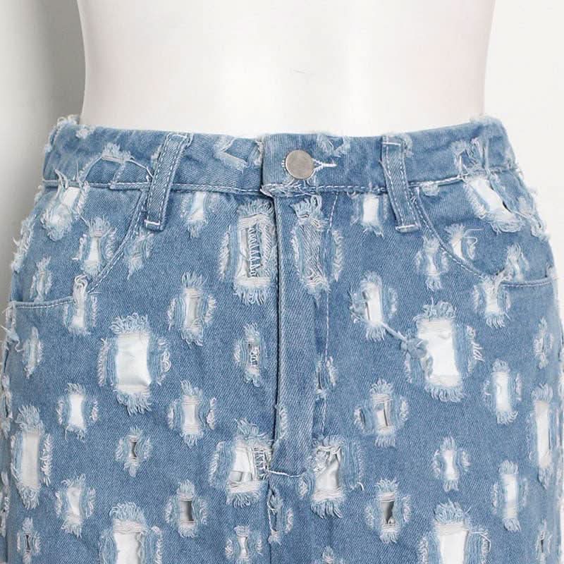 Street trendy ripped hole raw edge jeans - Image 4