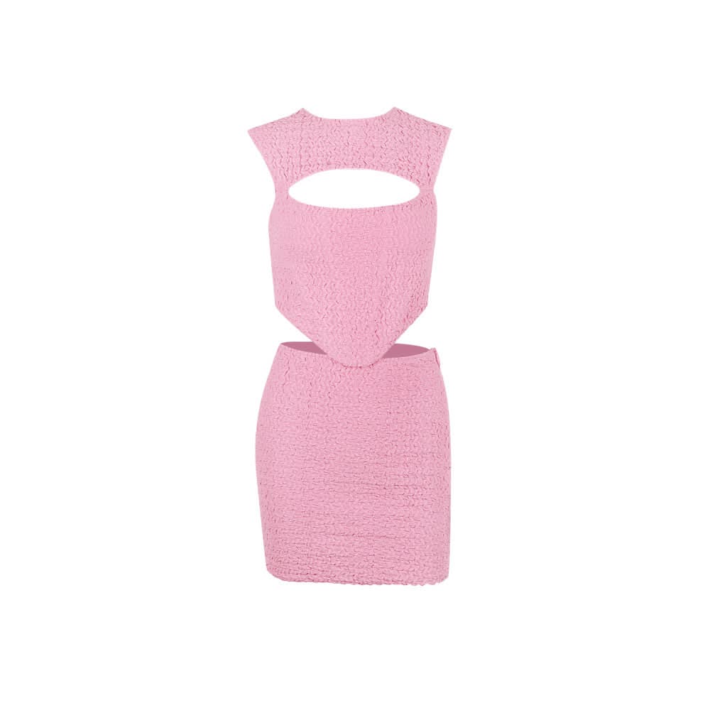 Hollow waistless pink two-piece set - Image 4