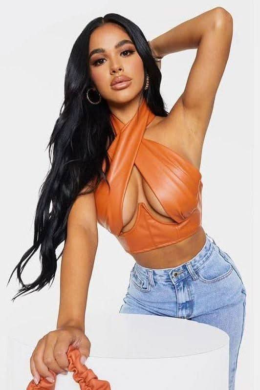 PU leather backless Top - Side View