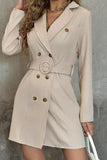 Deep V Double-Breasted Button Suit Dress