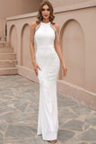 Tassel sequin host fishtail long slim dress.