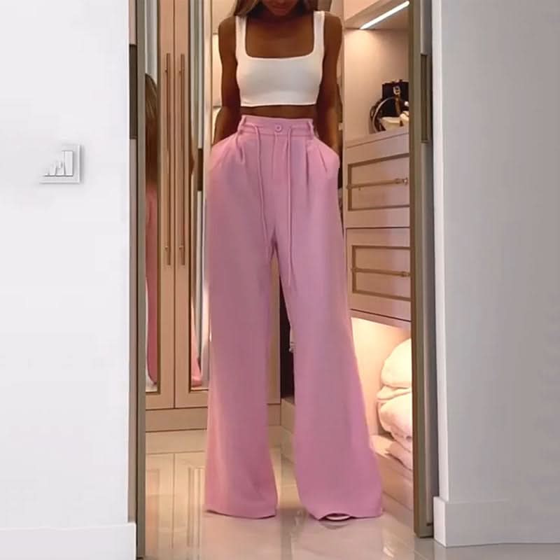 Loose Pink Long Pant and white Crop Top - Image 5