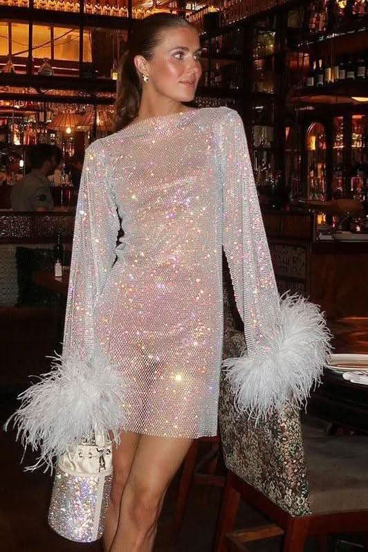 Unique Transparent Mesh Long Sleeve Dress for All Seasons The Woman Concept Unique Transparent Mesh Long Sleeve Dress for All Seasons The Woman Concept