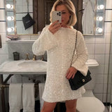Long-sleeved loose sequined dress