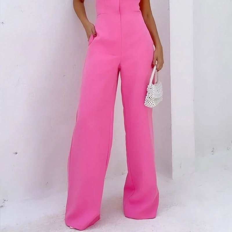 Pink sleeveless tube top loose wide-leg jumpsuit - Image 5