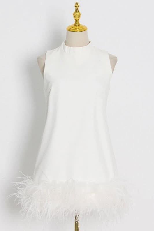 High collar Apricot mini dress.