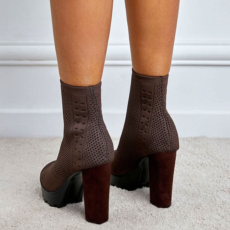 Thick Heel Fish Mouth Short Boots - Image 4