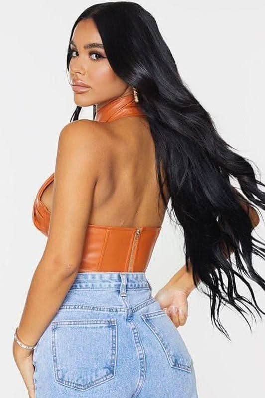 PU leather backless Top - Detail