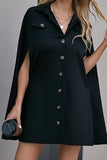 V-neck bat sleeves single-breasted dress.