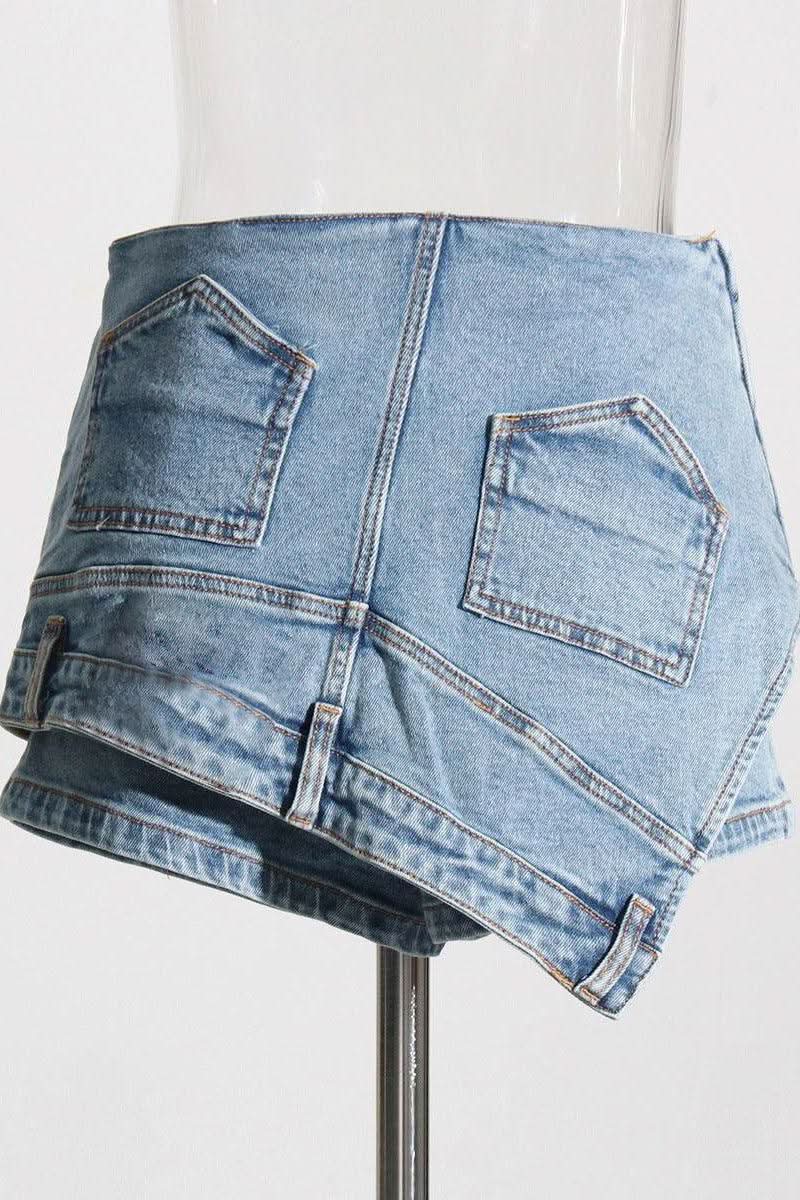 Denim stitching irregular washed old skirt - Image 8