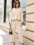 knitted sweater wide-leg pants casual suit