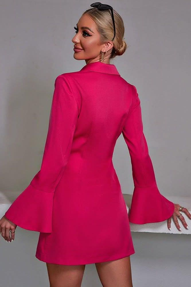 Trumpet sleeve slim dress - Image 4