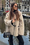 Artificial Fur Round Neck Coat