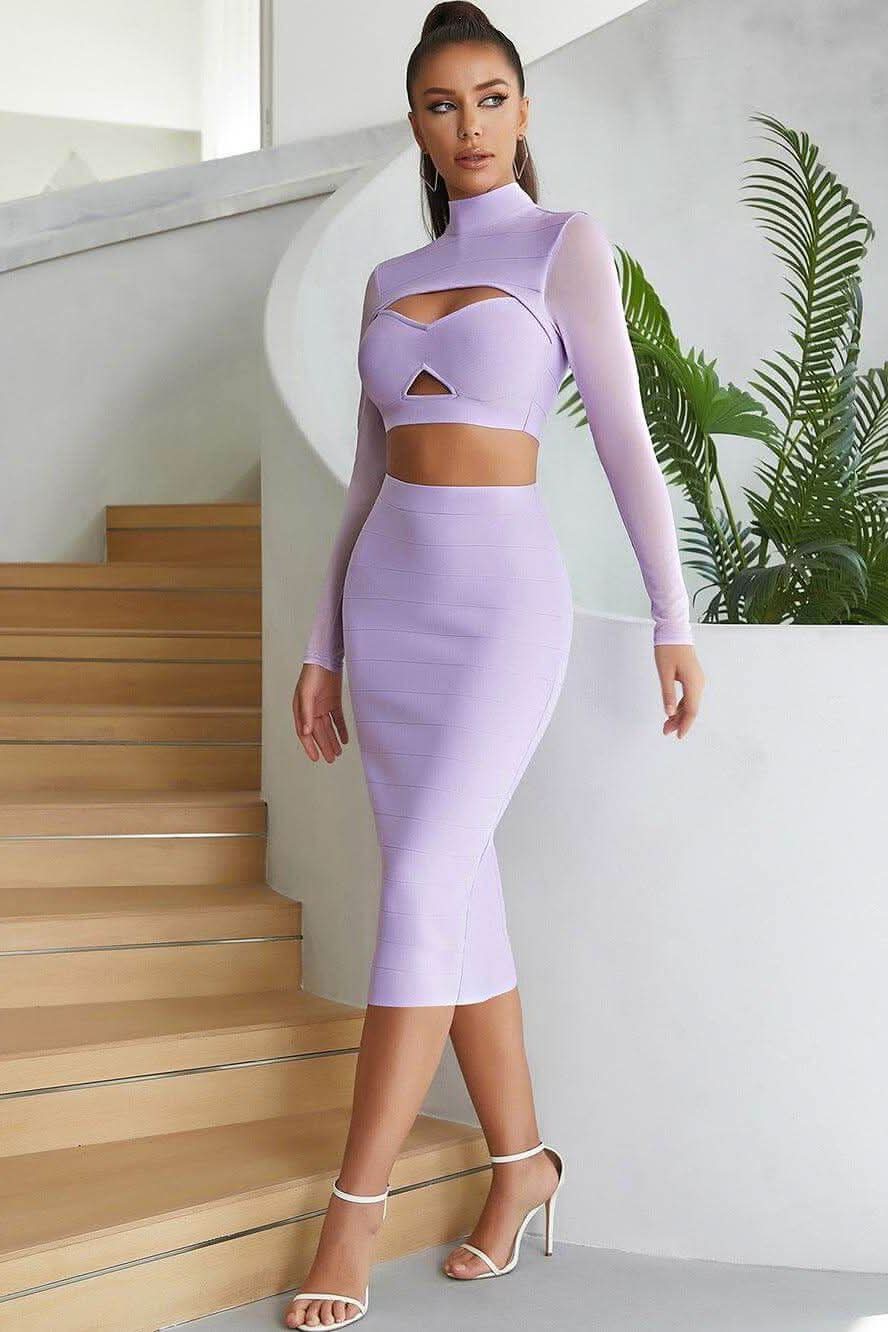 Hollow mesh long-sleeved slim skirt Dress - Image 4
