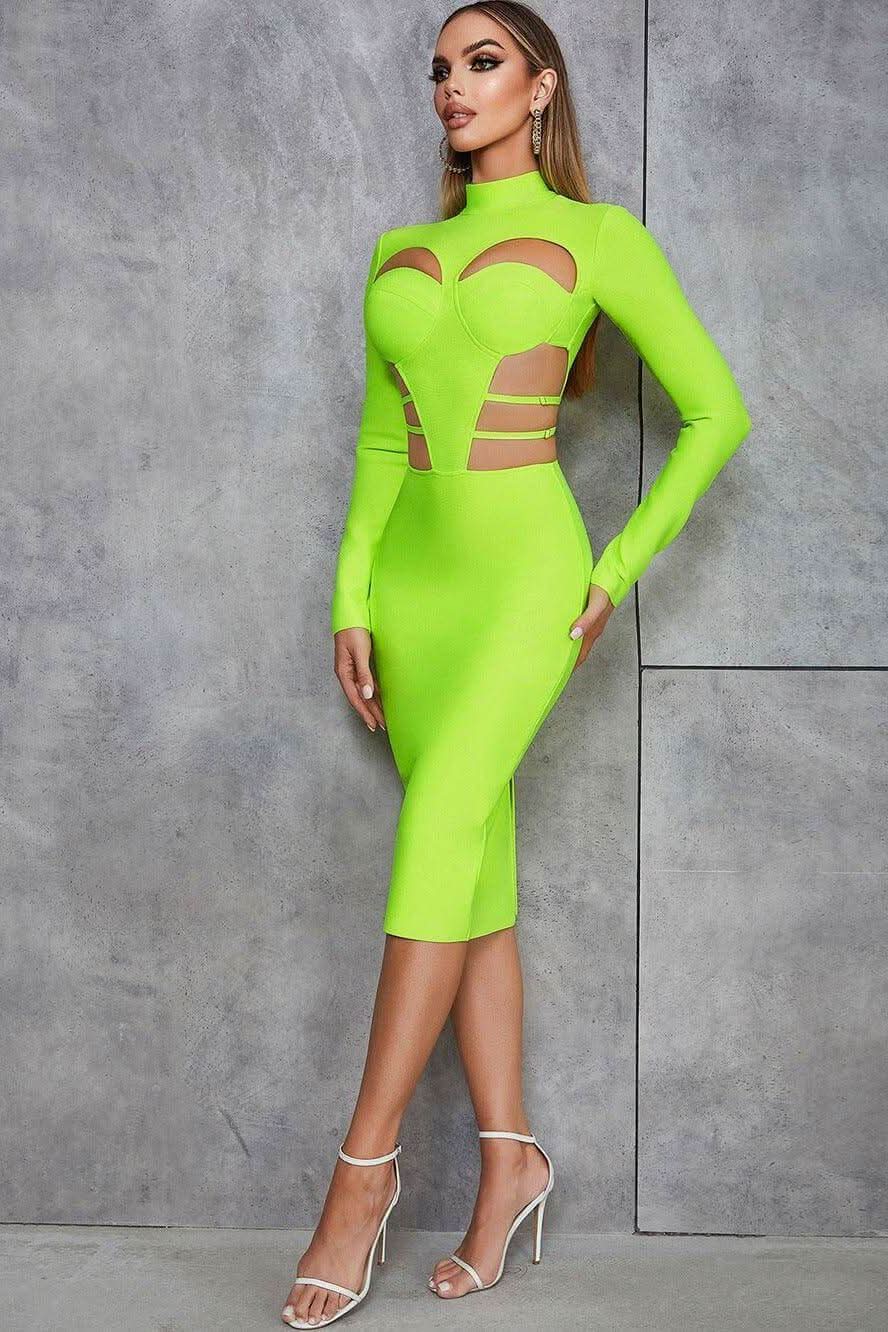 Retro hollow back slit slim long-sleeved dress - Image 6