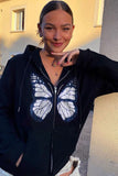 butterfly hot diamond zipper hooded