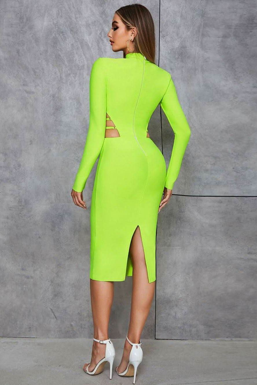 Retro hollow back slit slim long-sleeved dress - Image 7