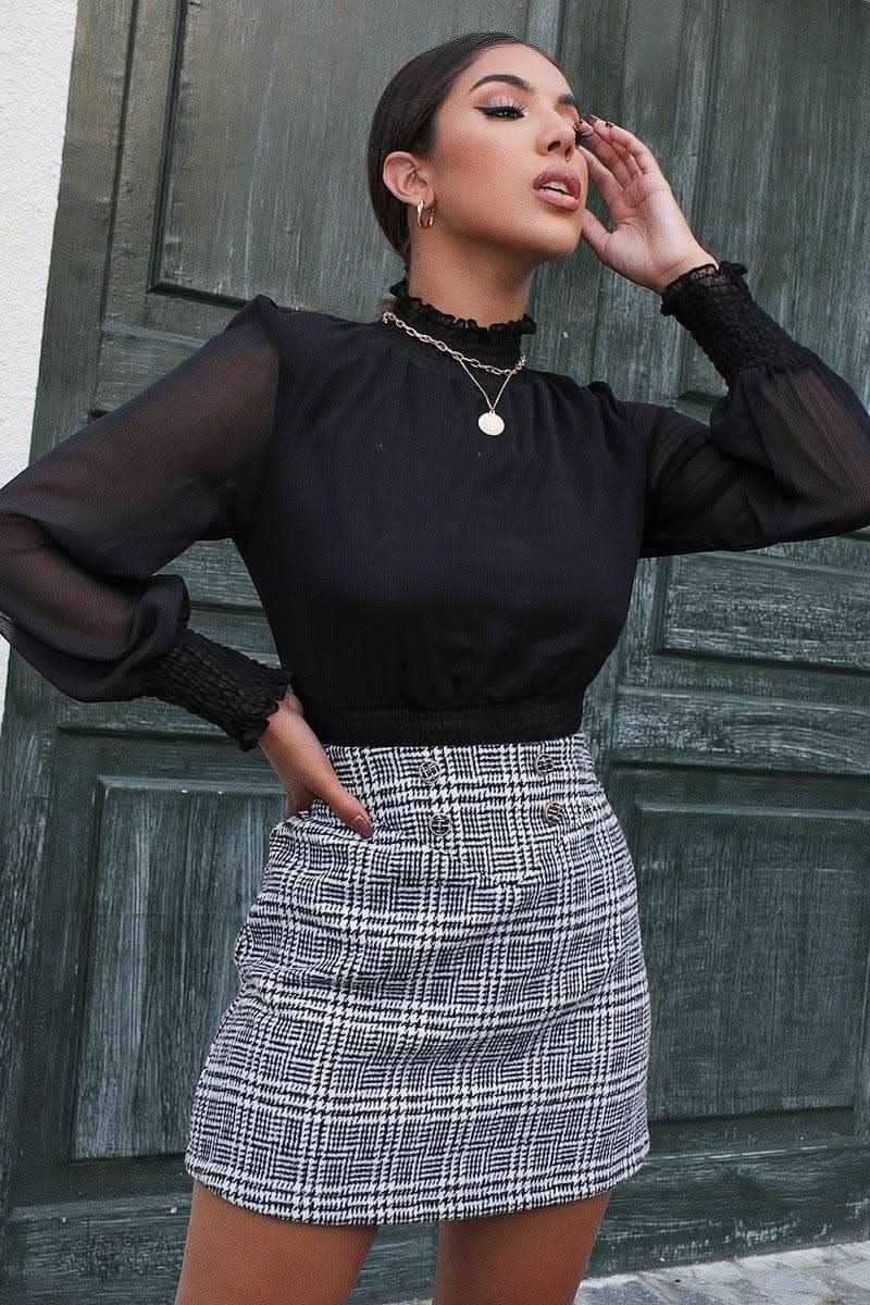 Button plaid bag hip skirt - Image 4