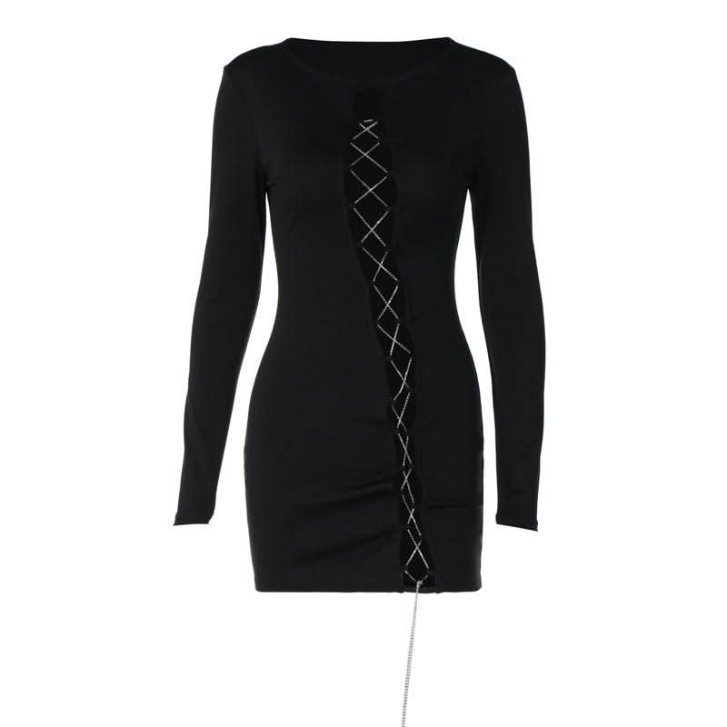 Diamond chain stitching hollow dress - Image 5