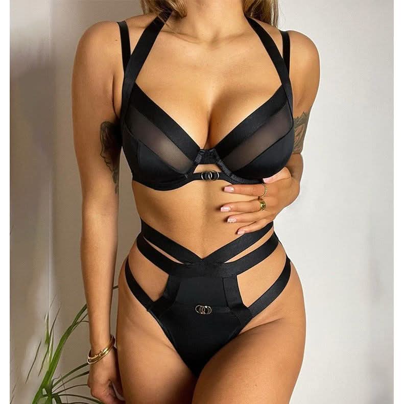 Black splicing underwear - Front View