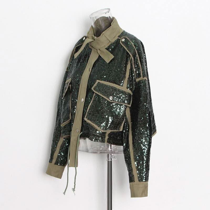 Short street style jacket with sequin embroidery - Side View