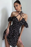 French design floral backless dress