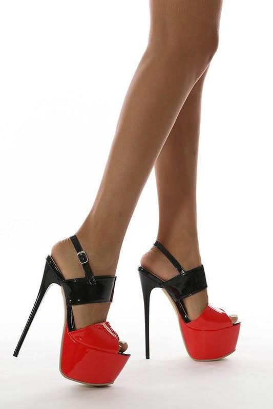 American style red and black 16CM stiletto buckle sandals - Image 4