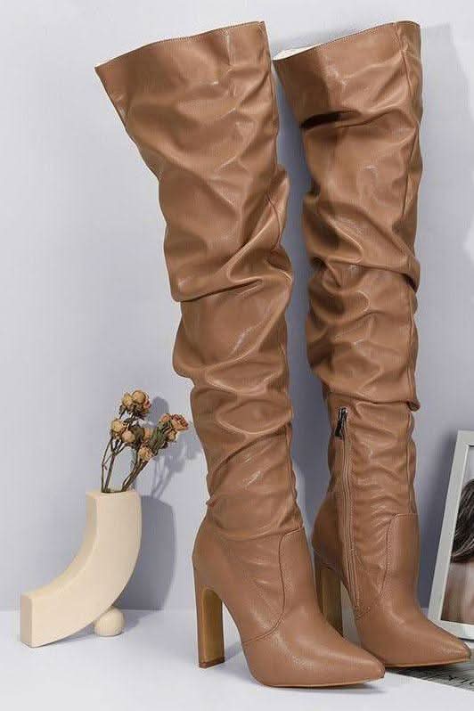 Pointy toe thick high heel over the knee boots - Image 7