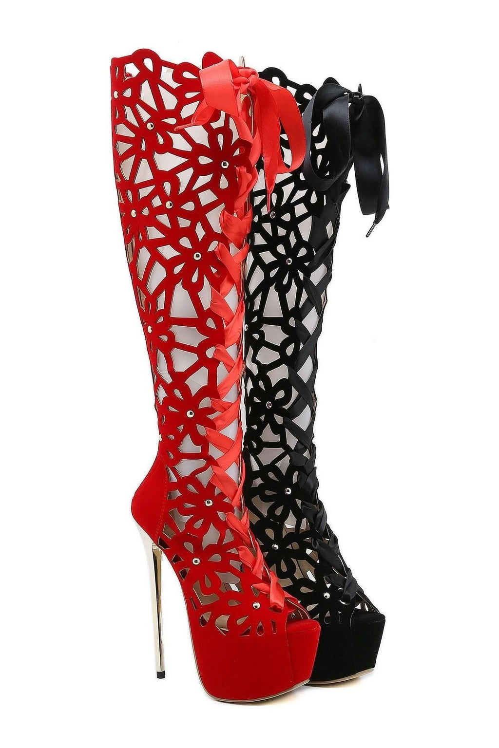 American catwalk high-heeled ribbon sandals - Image 4