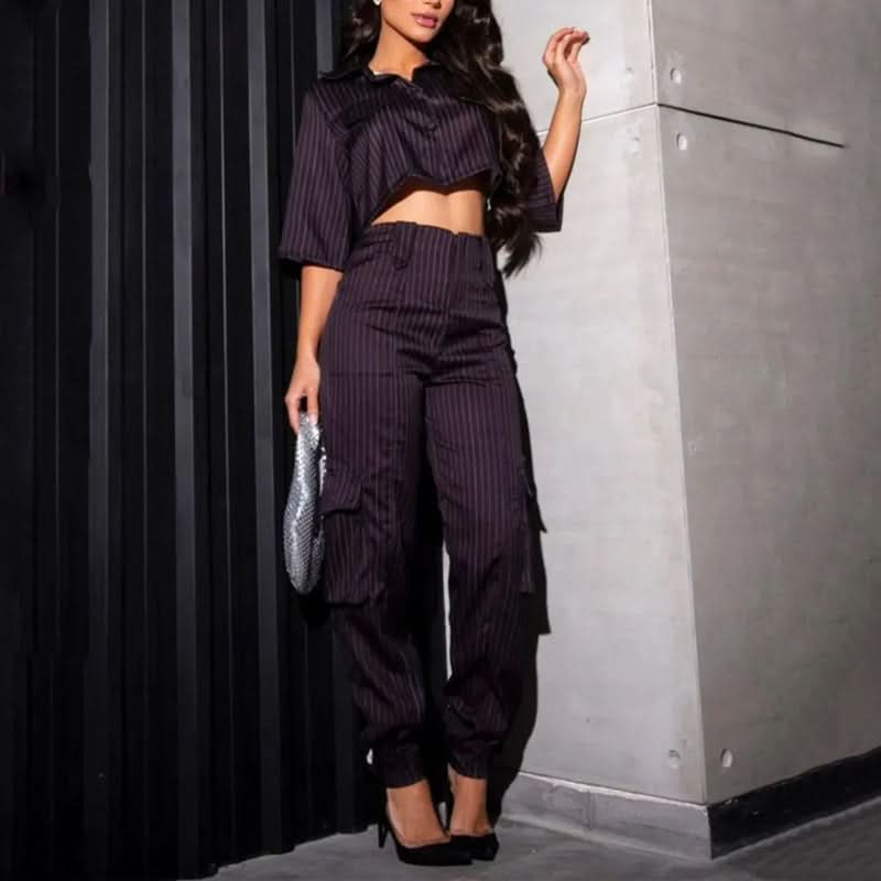 Casual Pantsuit with Short Shirt - Image 4