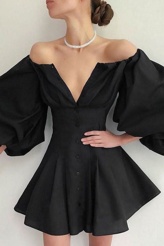 Puff sleeve one-shoulder dress - Image 5