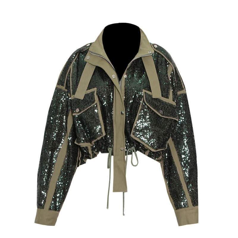 Short street style jacket with sequin embroidery - Image 7