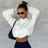 street style zipper stand collar cropped jacket
