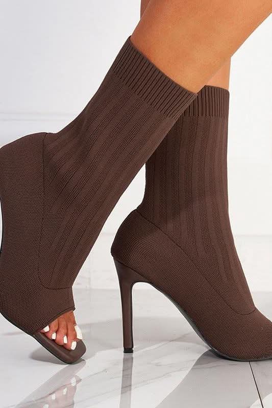 Knitted wool square head fish mouth shoes - Image 4
