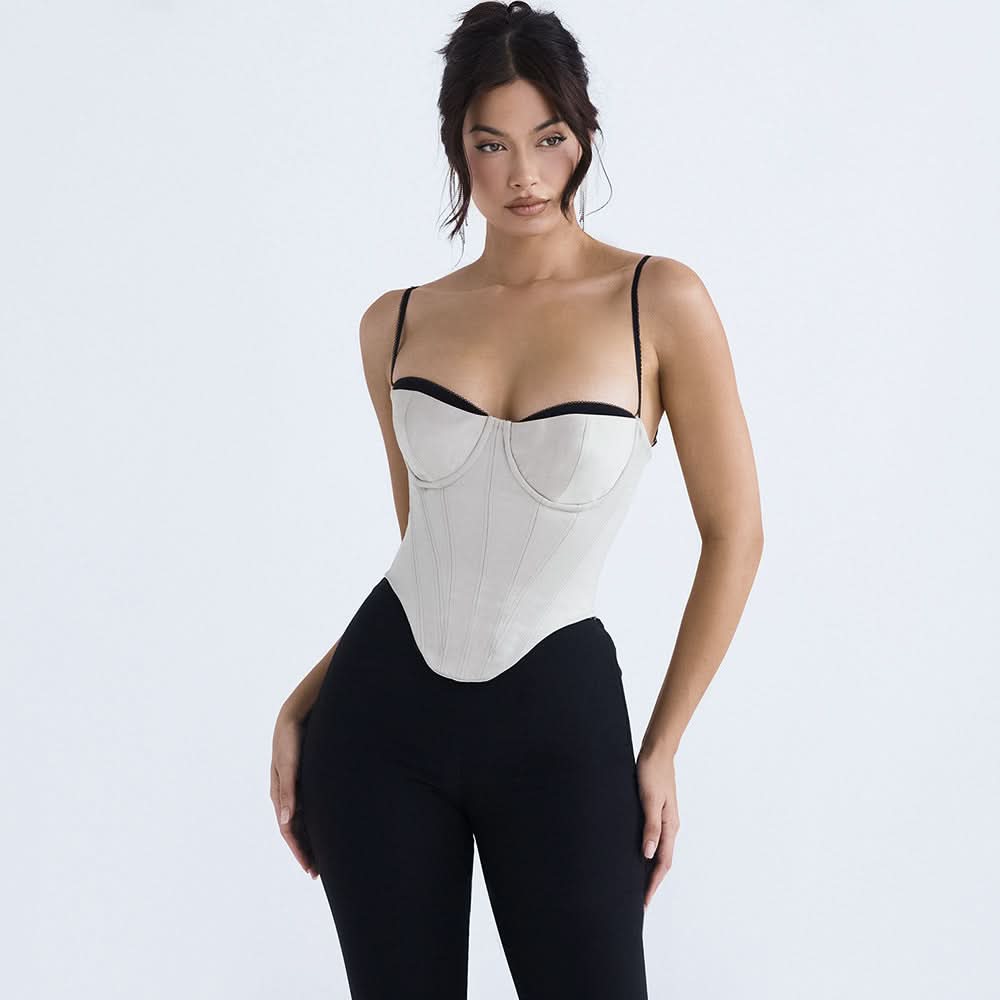 White slim back fishbone top - Side View