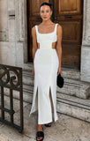 hollow white long dress